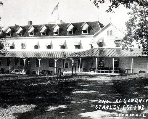 A unique view of the rear of the Algonquin Hotel on Stanley Island, near Cornwall, Ontario