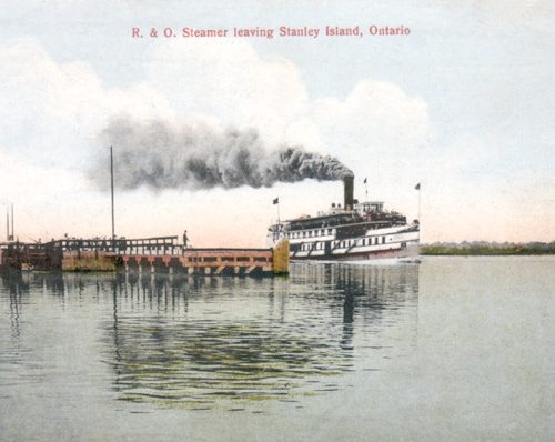 R & O Steamer leaving Stanley Island., near Cornwall, Ontario