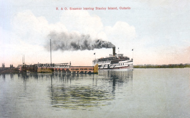 R & O Steamer leaving Stanley Island., near Cornwall, Ontario