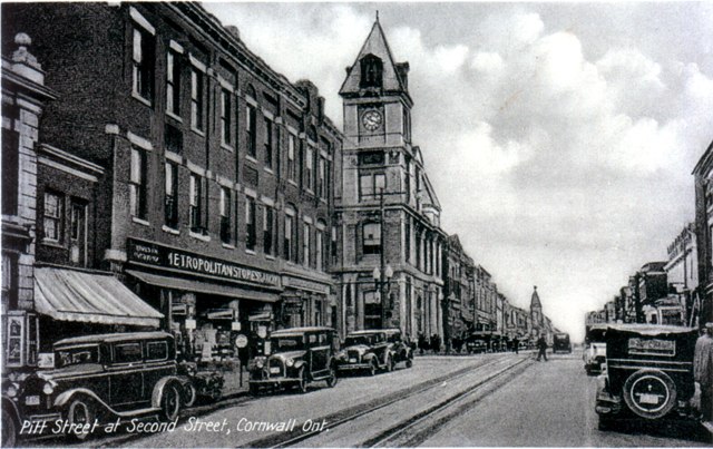 Pre-1933 Pitt Street looking north. Cornwall, Ontario