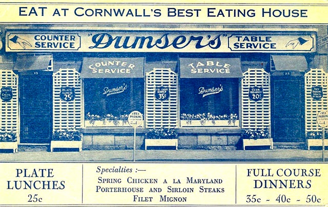 Dumser’s was a popular eating spot. Cornwall, Ontario