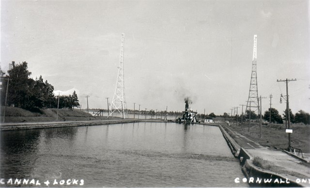 A ship rising in the lock. Cornwall, Ontario