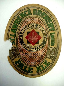 St. Lawrence Brewery Ltd. Label. Cornwall, Ontario