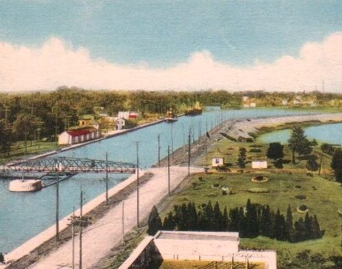 Aerial View of Cornwall Canal. Cornwall, Ontario