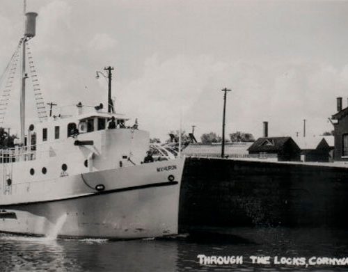 Motor Vessel (MV) Huron in transit in lock 17 or 15. Cornwall, Ontario