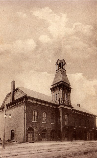 Cornwall, Ontario. Fires of 1933. The fire hall, police station, town hall and music hall.