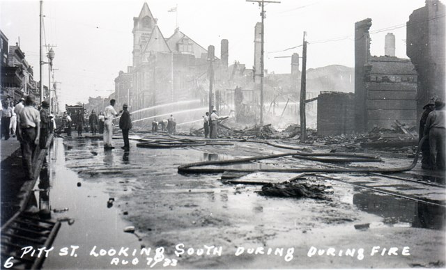 Cornwall, Ontario. Fires of 1933. Only the Brick Chimneys Were Left Standing