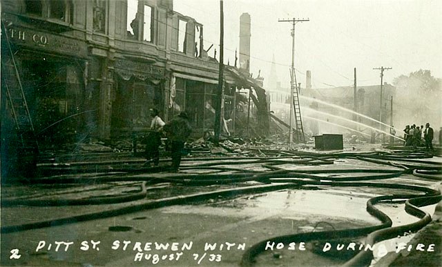 Firemen Direct Their Hoses on Active Flames, Cornwall, Ontario 1933