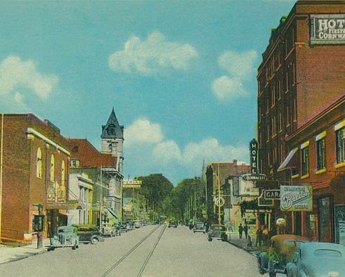 The Capitol Theatre, Looking east, Second Street with the Cornwallis Hotel (right) and Capitol Theatre (left)