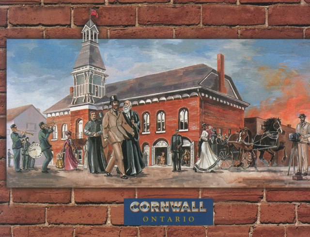 Commemorative paintings on the sides of several local buildings, Cornwall, Ontario, Cornwall’s Town Hall