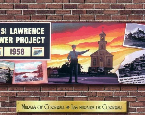 Commemorative paintings on the sides of several local buildings, Cornwall, Ontario, St. Lawrence Power Project