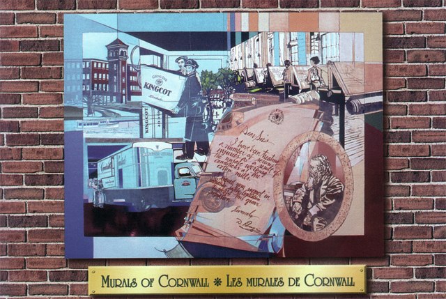 Commemorative paintings on the sides of several local buildings, Cornwall, Ontario, The Cotton Industry sustained the Cornwall economy from the 1880s until it closed in 1959.