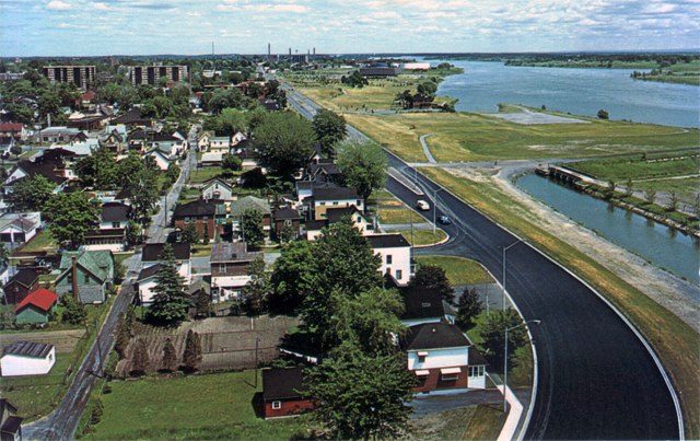 Looking east from Seaway Bridge. Cornwall, Ontario