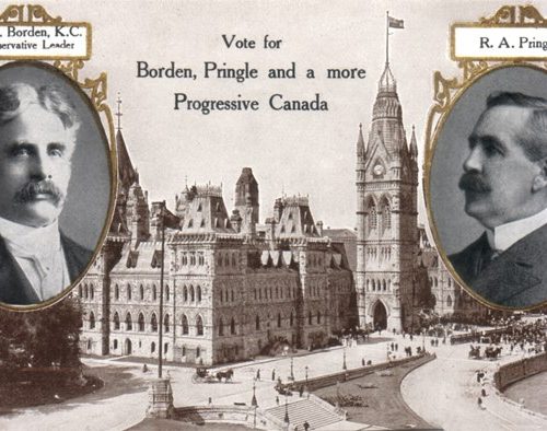 Conservative party election day promotion card. Cornwall, Ontario