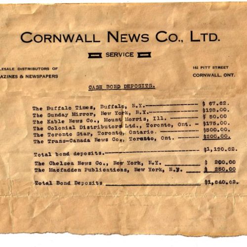 Cornwall News Co. Ltd. Cornwall, Ontario