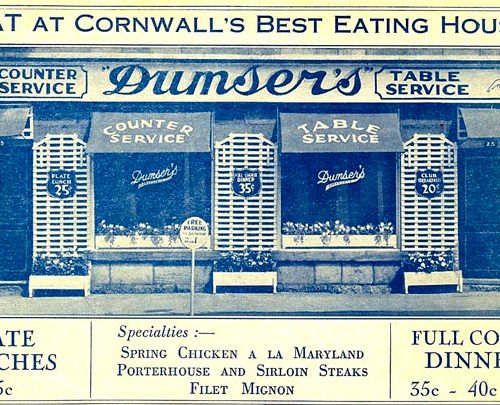 Dumser’s was a popular eating spot. Cornwall, Ontario