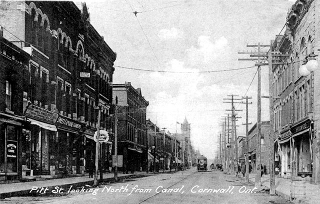 Pitt Street before First, looking north. Cornwall, Ontario