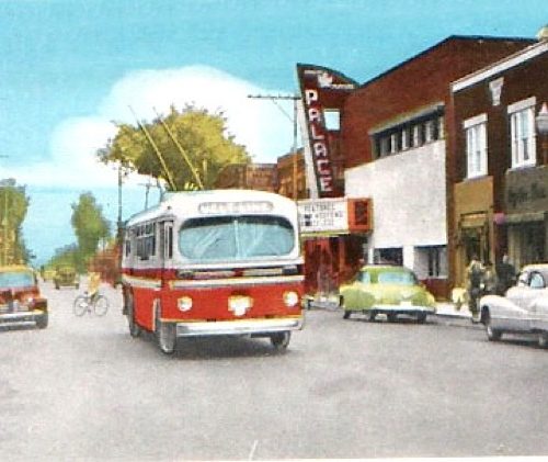 Trolly Bus on Pitt Street. Cornwall, Ontario