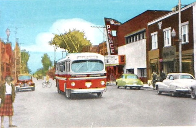 Trolly Bus on Pitt Street. Cornwall, Ontario