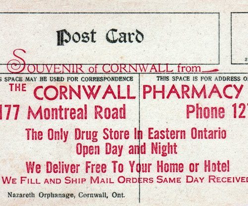 An advertising card. Cornwall, Ontario