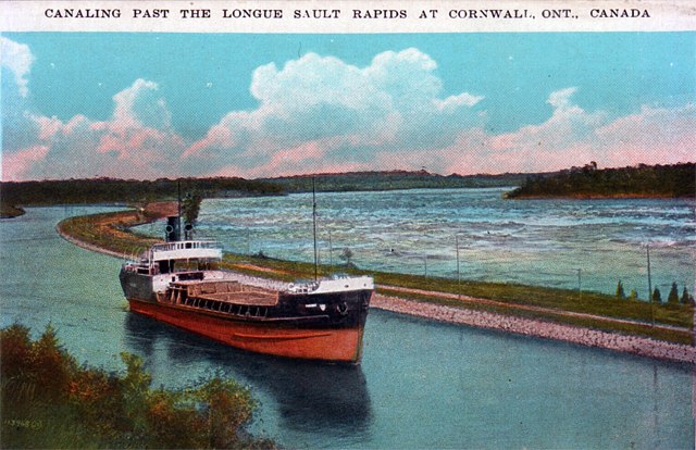 The canal bypassed the Long Sault Rapids. Cornwall, Ontario