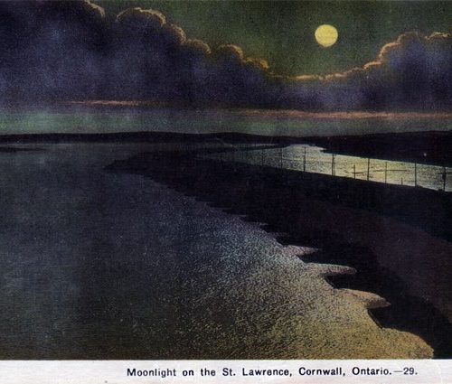 Canal and River in the moonlight near Cornwall.